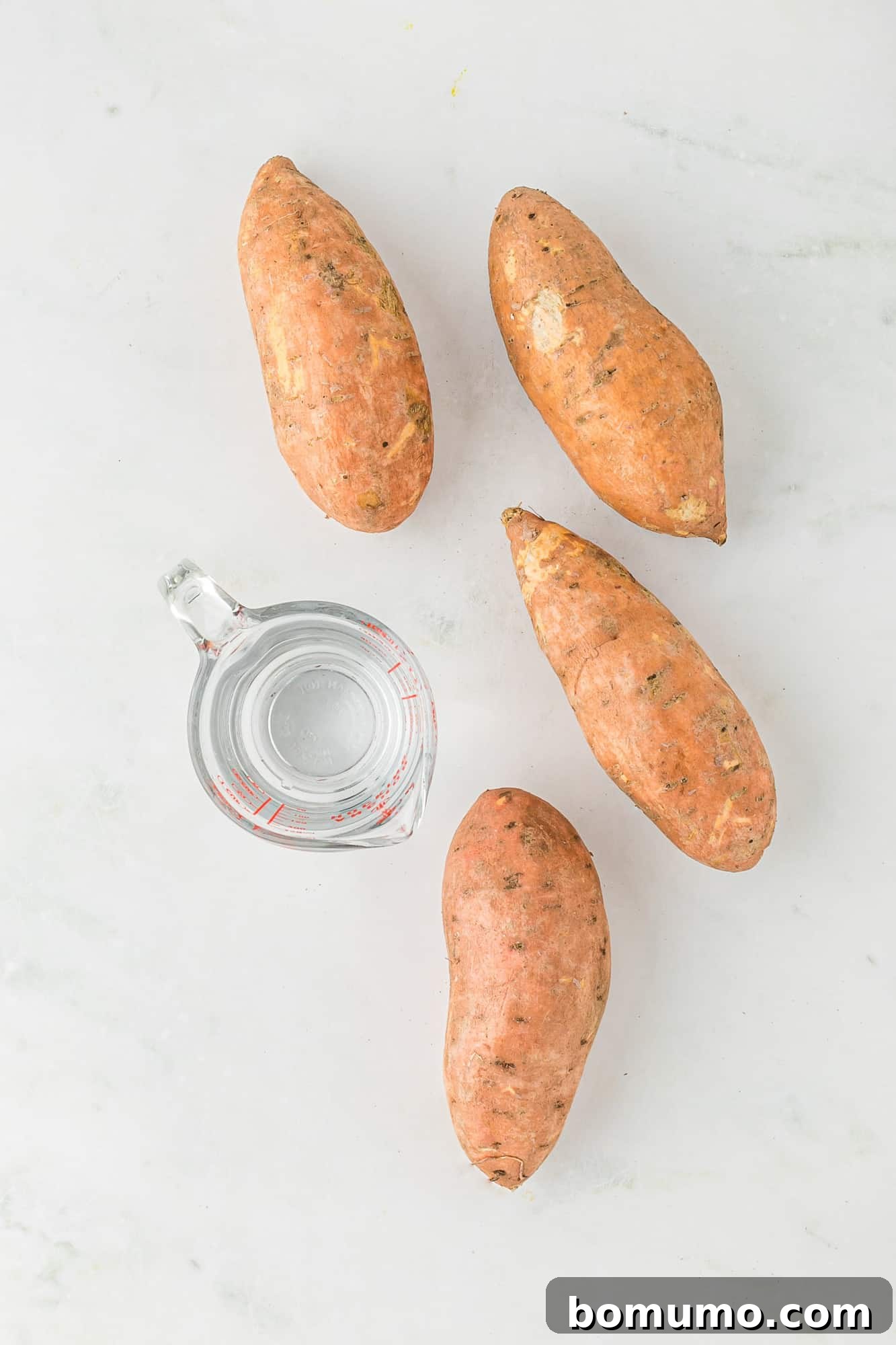 Foolproof Instant Pot Sweet Potatoes 4 Uncooked sweet potatoes and water.