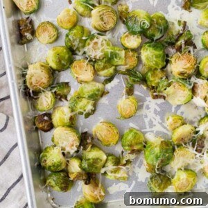 This Roasted Brussels Sprouts recipe isn't like every other - the addition of a bit of nutty Asiago cheese sets it apart from the rest! Get the easy roasted vegetable recipe on RachelCooks.com!