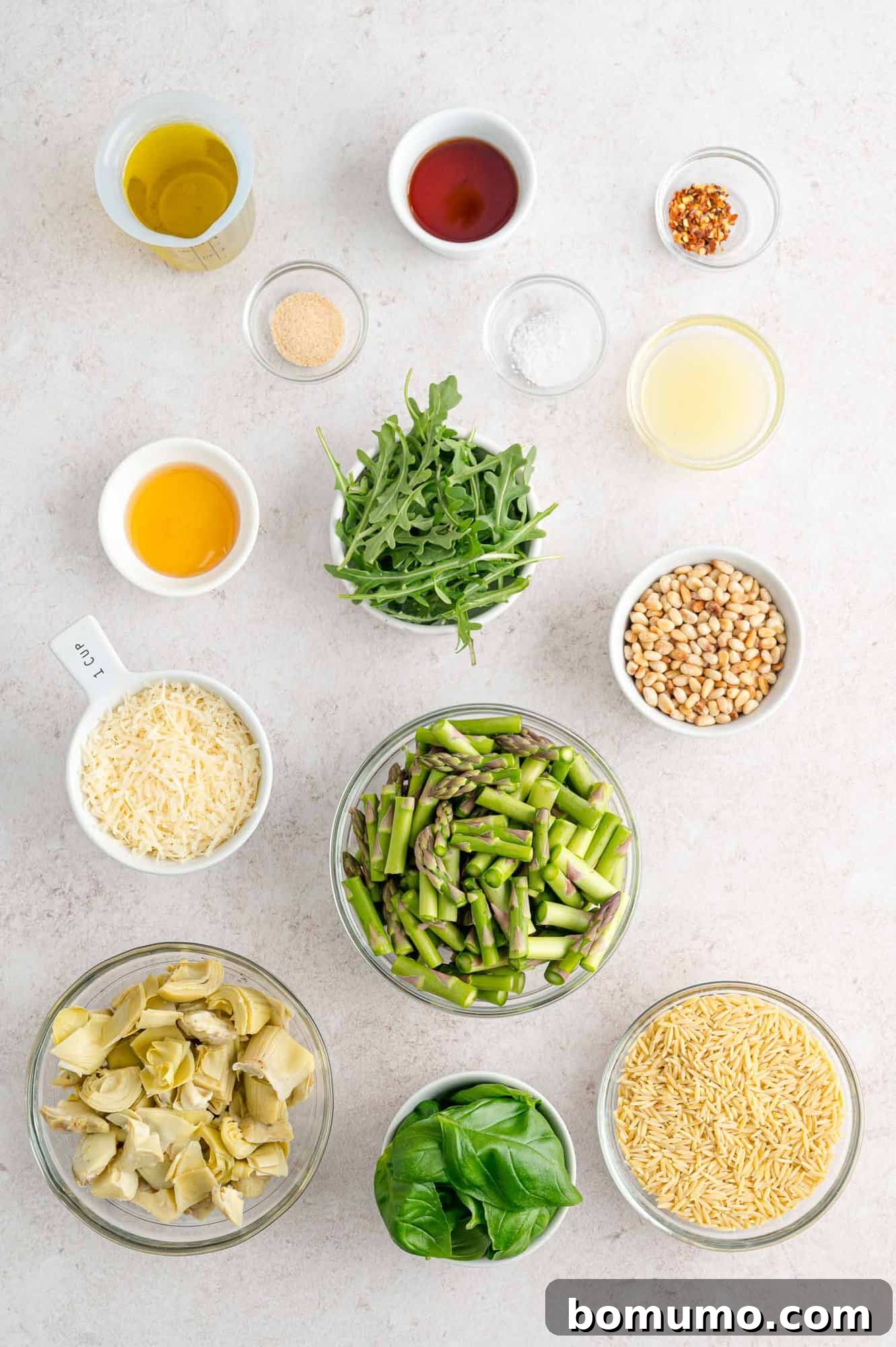 Ingredients needed for recipe, in individual bowls.
