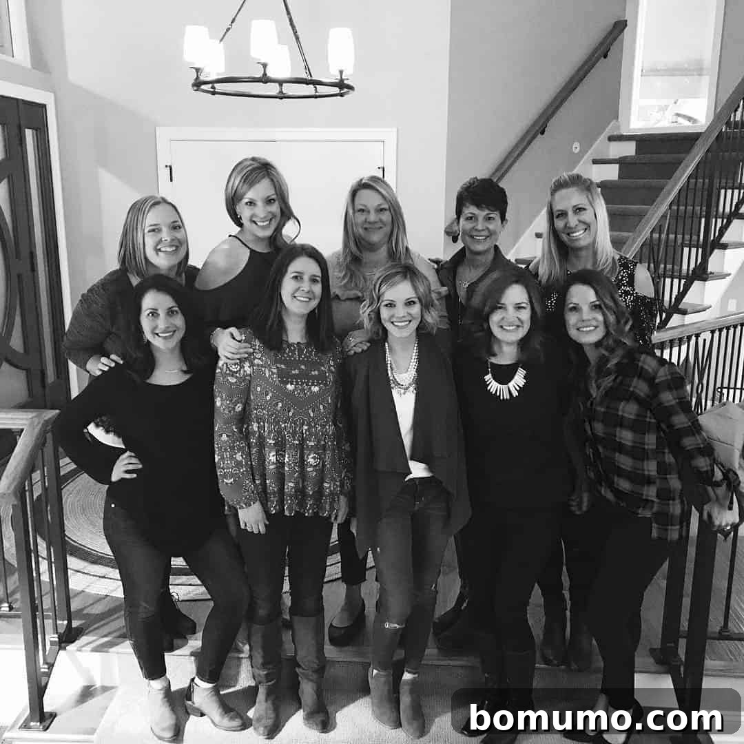 Black and white photo of women in the Cooking Club gathered together
