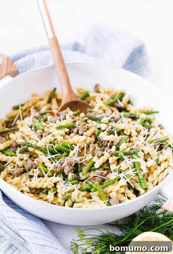 One-Pan Lemon Pasta served in a shallow white serving bowl, ready to be enjoyed.
