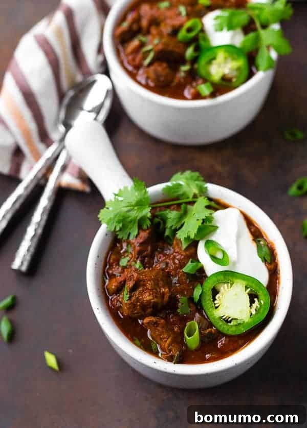 Chili in serving bowls.