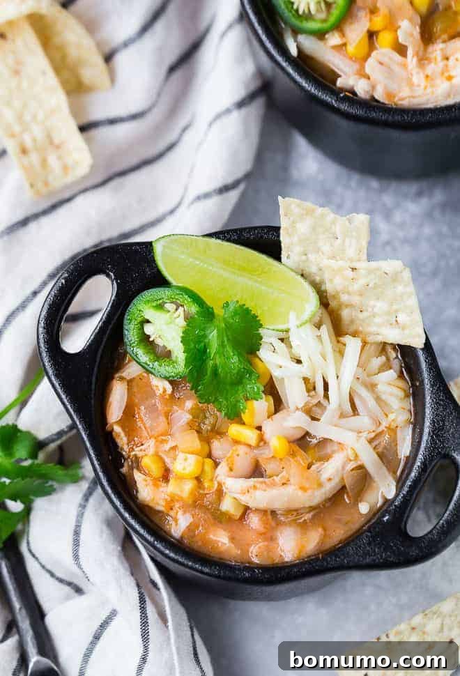 Image of Instant Pot White Chili with garnishes.