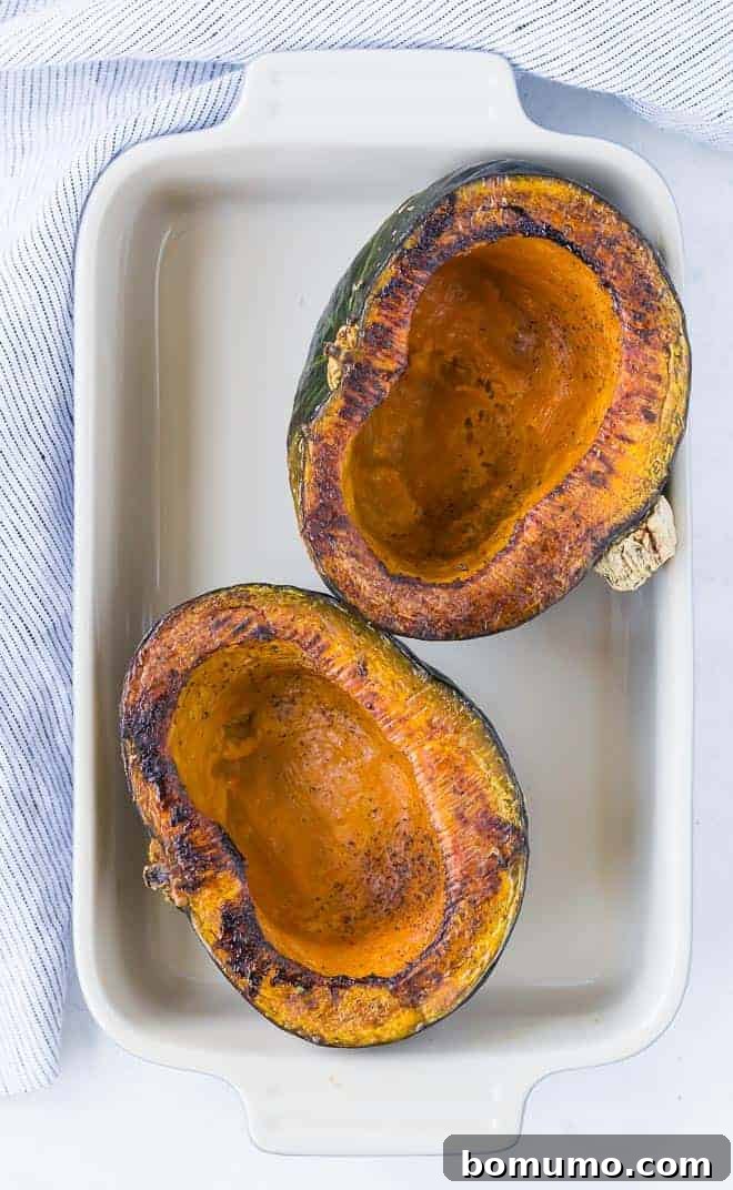 Cooking Kabocha Squash: Three Ways 2 Roasted Kabocha squash halves