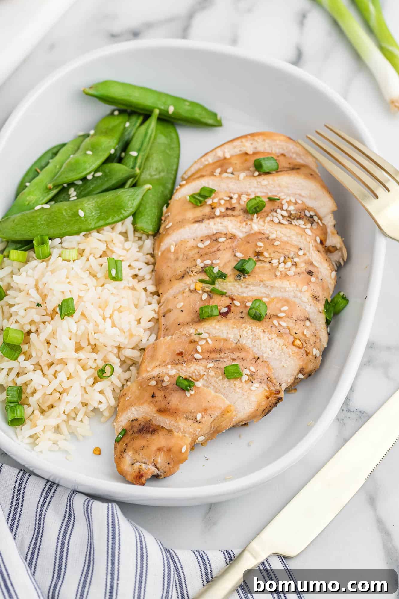 Grilled chicken infused with a delicious Asian marinade, presented beautifully on a plate.