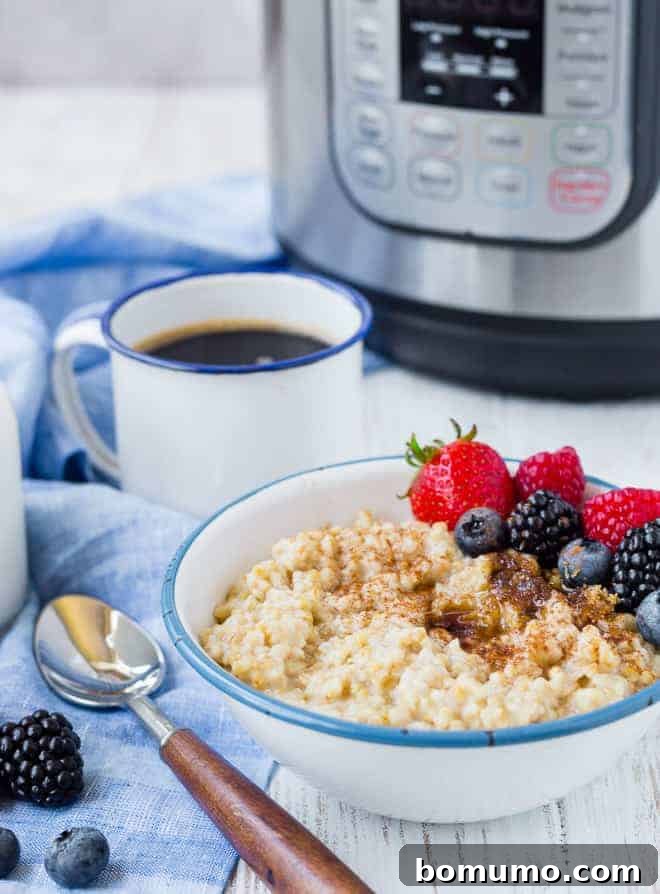 Making Instant Pot steel cut oats is easy, almost completely hands-off, and creates the perfect hearty breakfast!