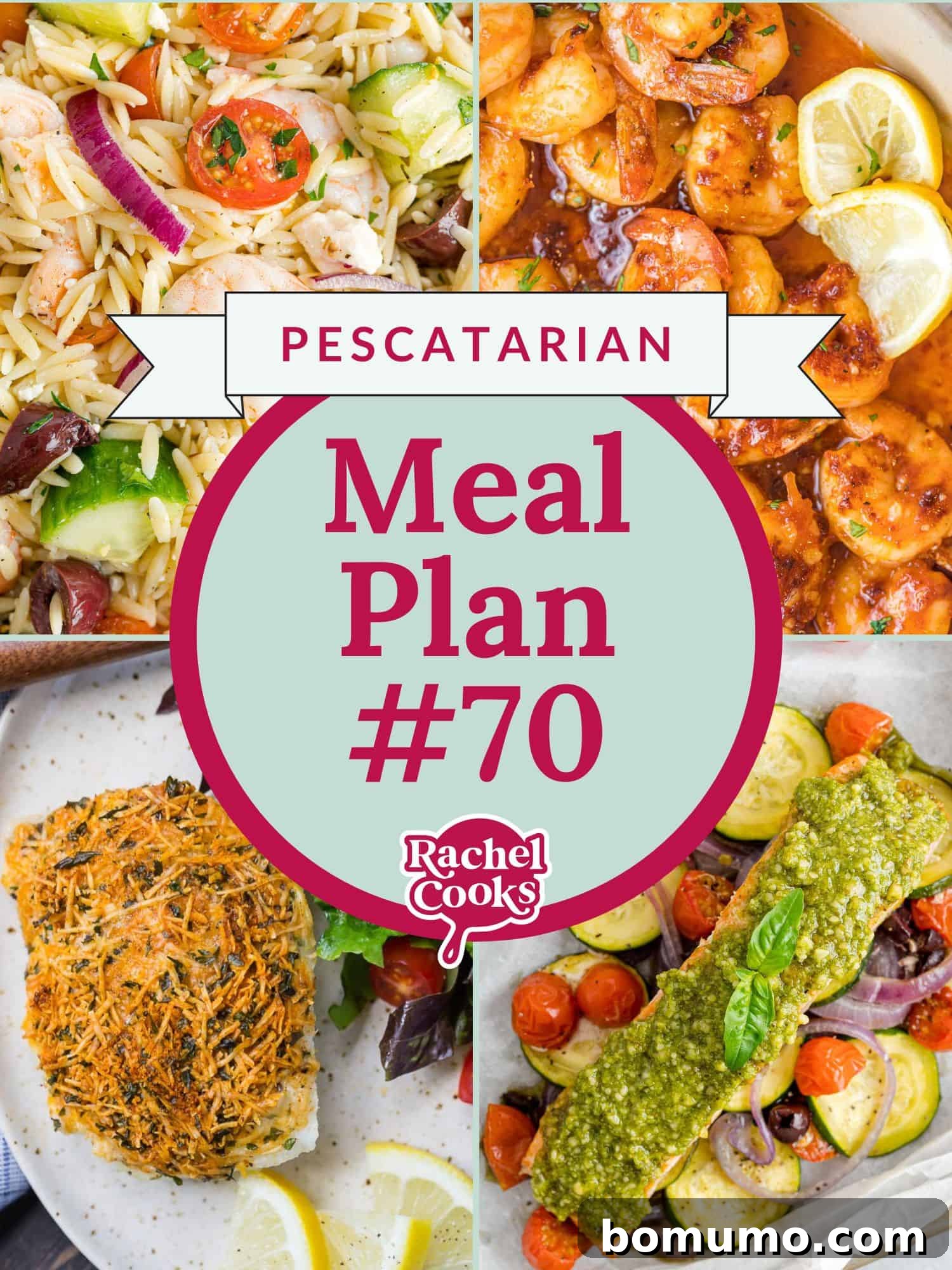 Preview image showing various pescatarian recipes, promoting a free meal plan with healthy and delicious seafood options.