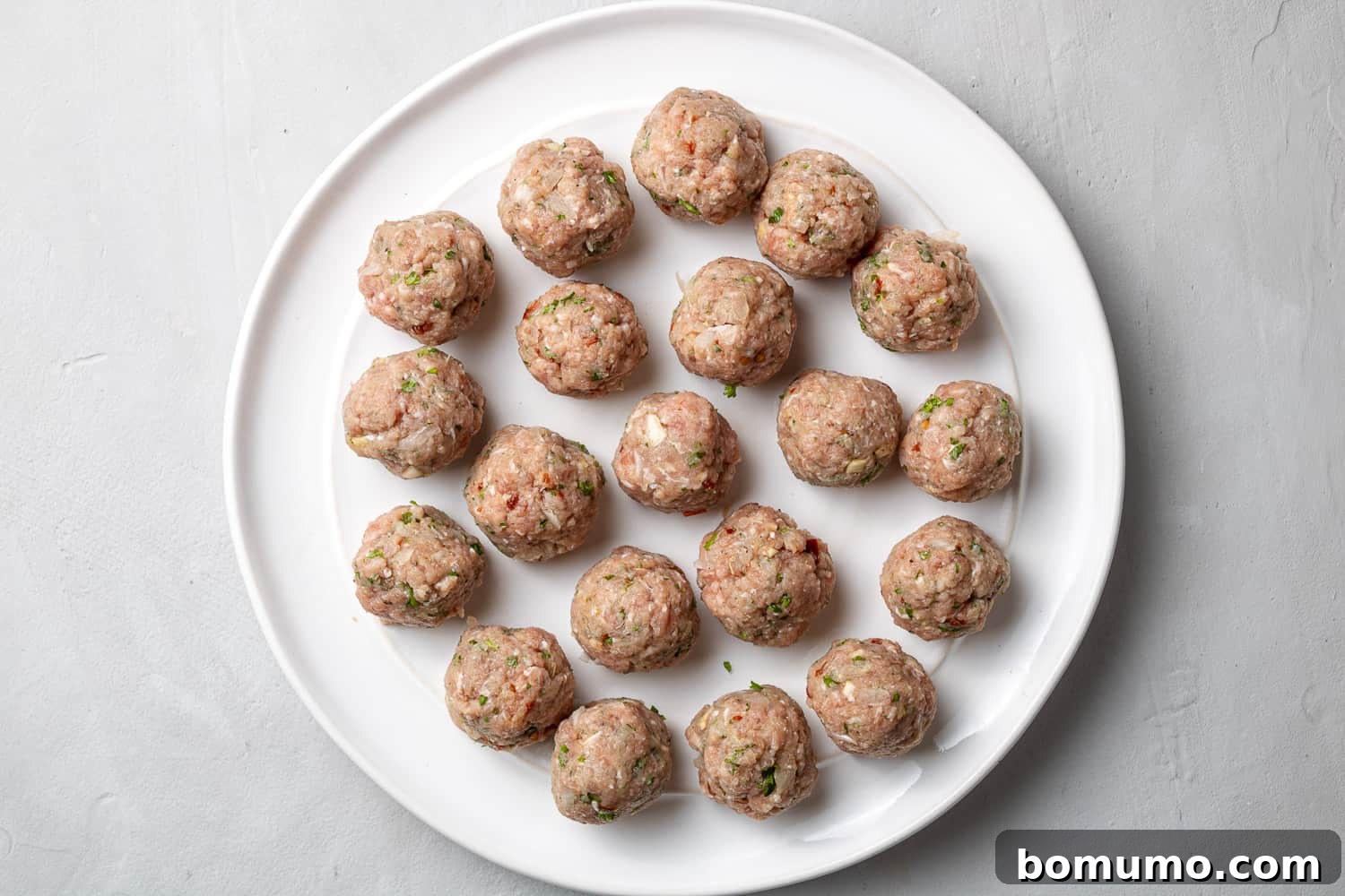 Meat formed into balls.