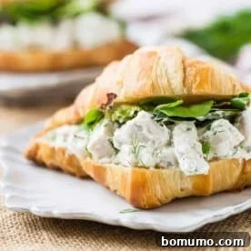 Dill chicken salad on a croissant.
