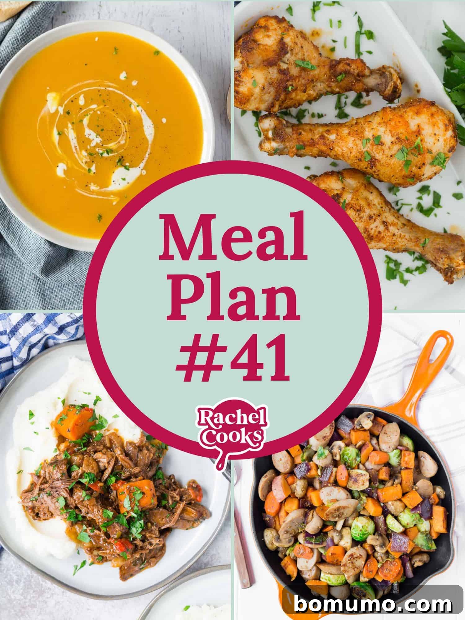 Meal Plan 41 graphic with text and photos showcasing a weekly menu.