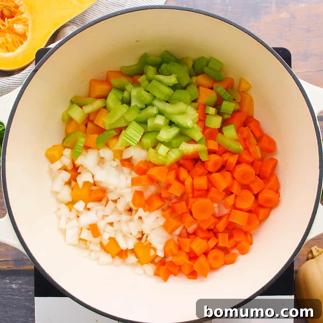 Vegetables in a dutch oven.