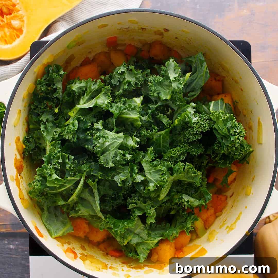 Kale in a large pot.