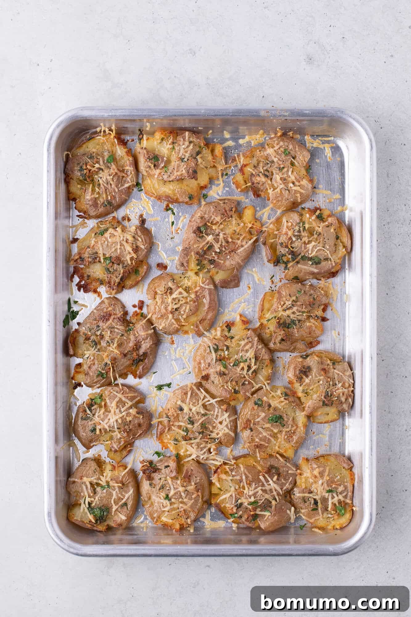 Baked smashed potatoes.
