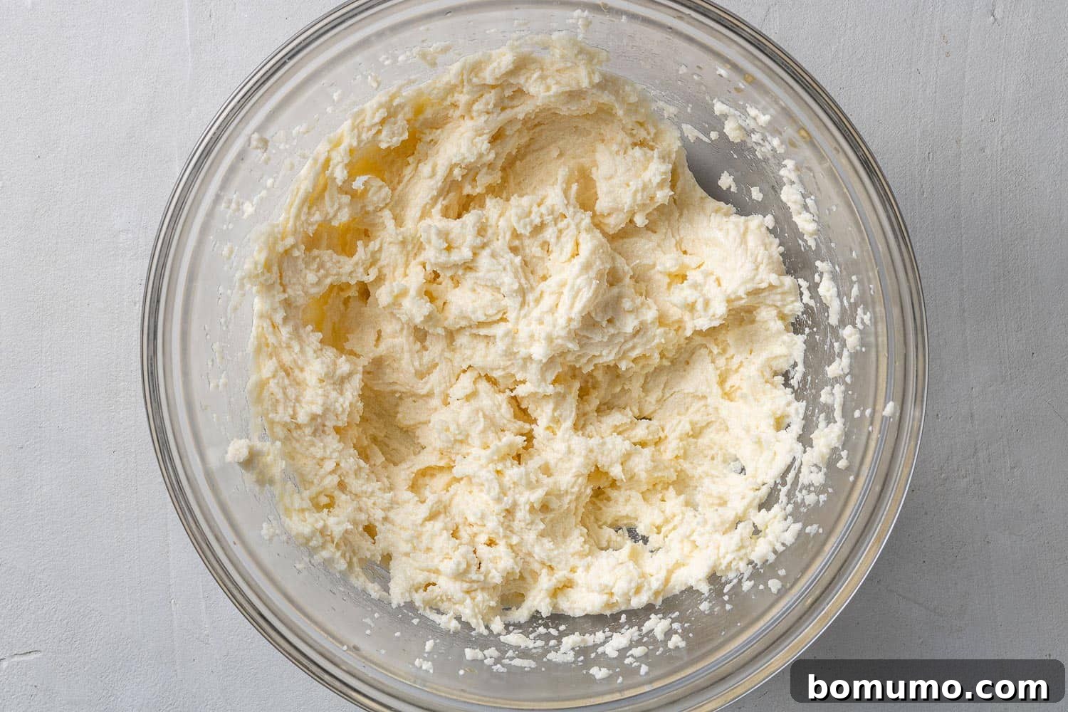Butter and sugar blended together.