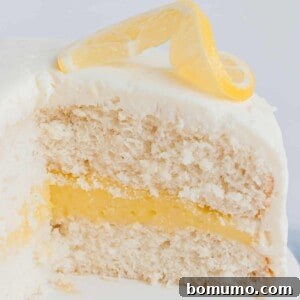 Lemon cake cut to show filling.