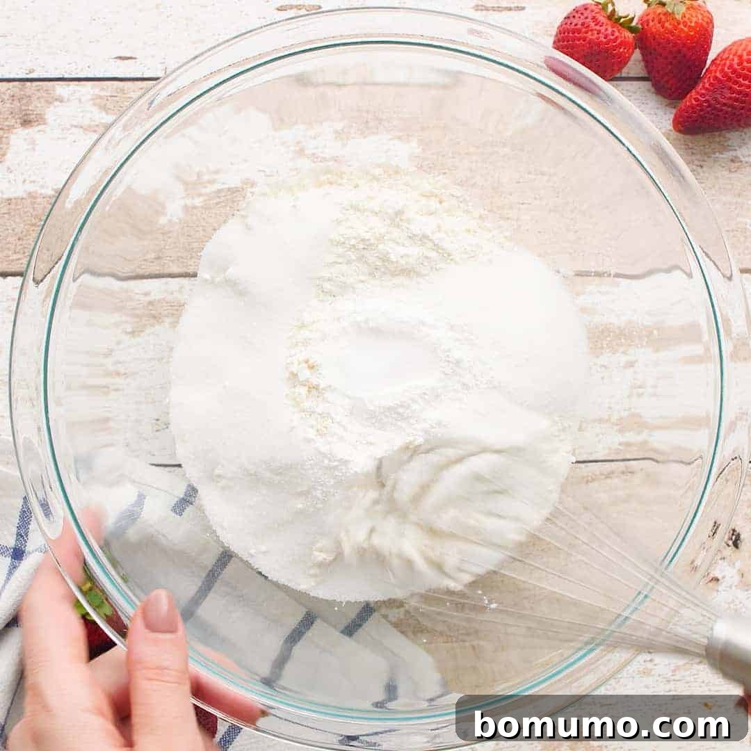 Dry ingredients in a glass bowl.