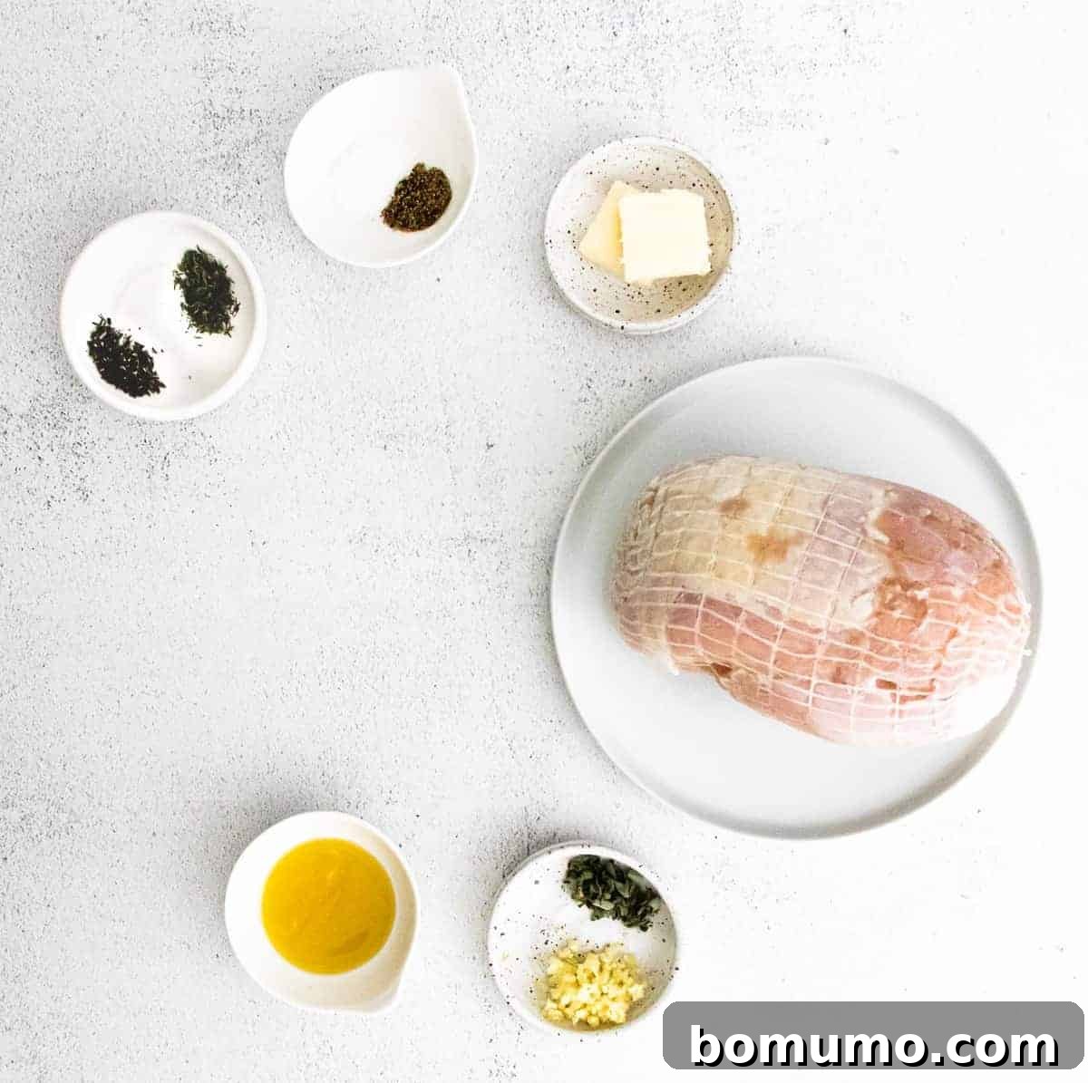 Overhead view of ingredients needed for instant pot turkey breast.