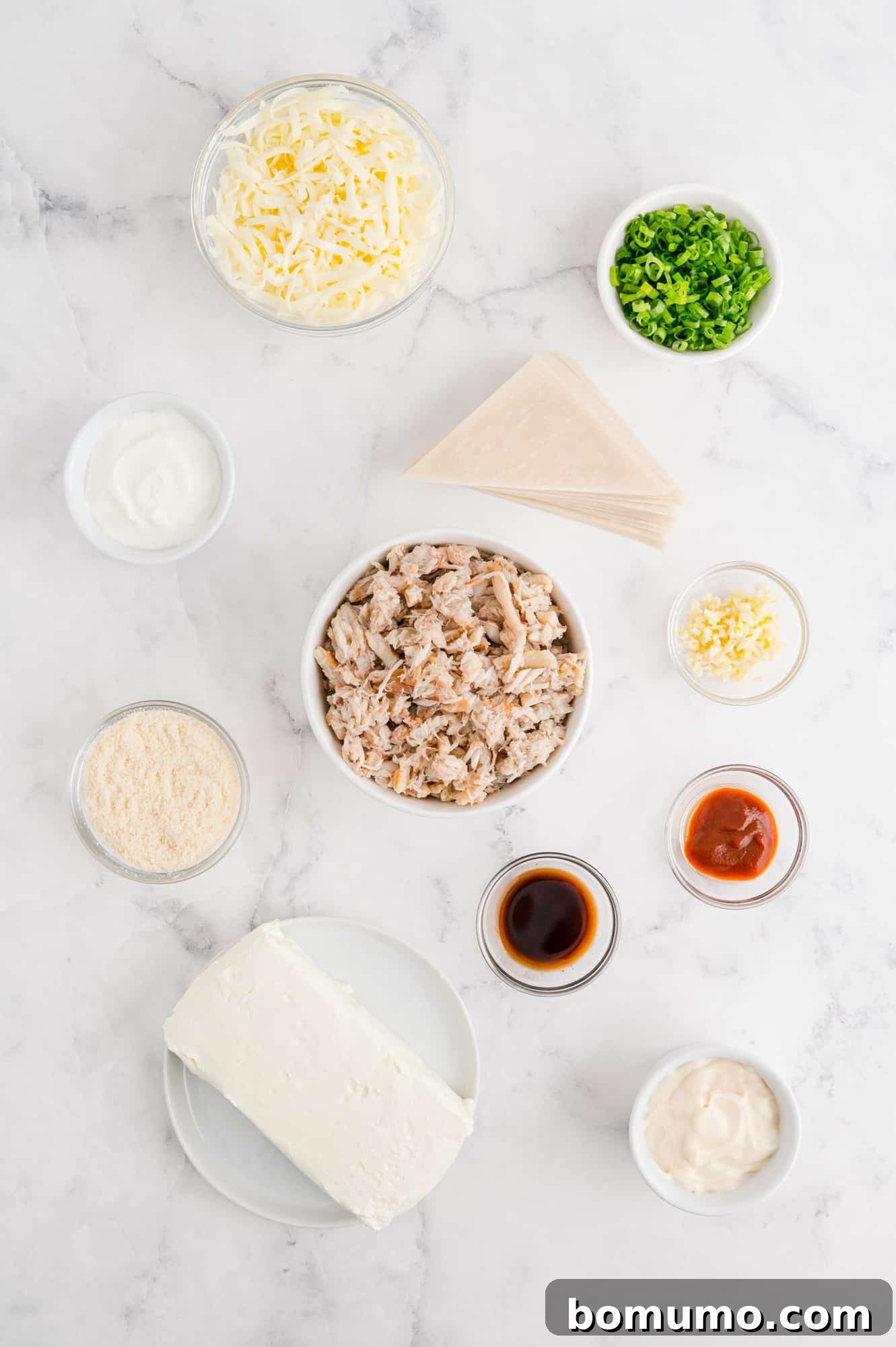 Overhead view of ingredients needed for recipe.