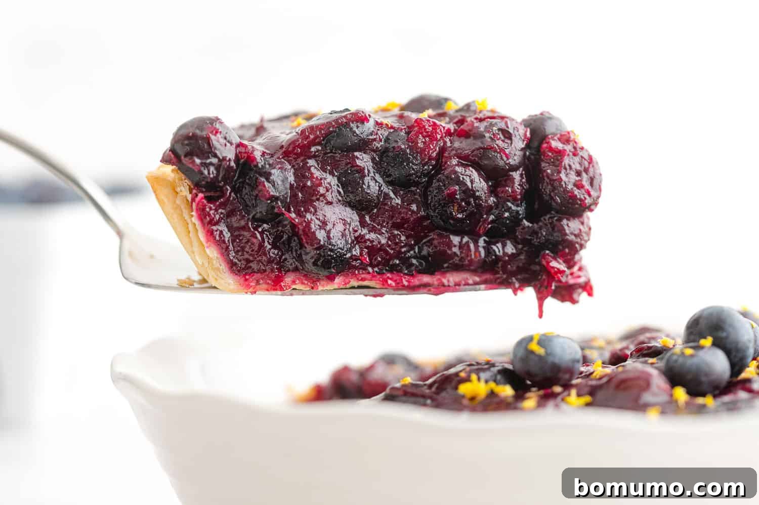 Fresh Blueberry Dream 6 Pie being served.