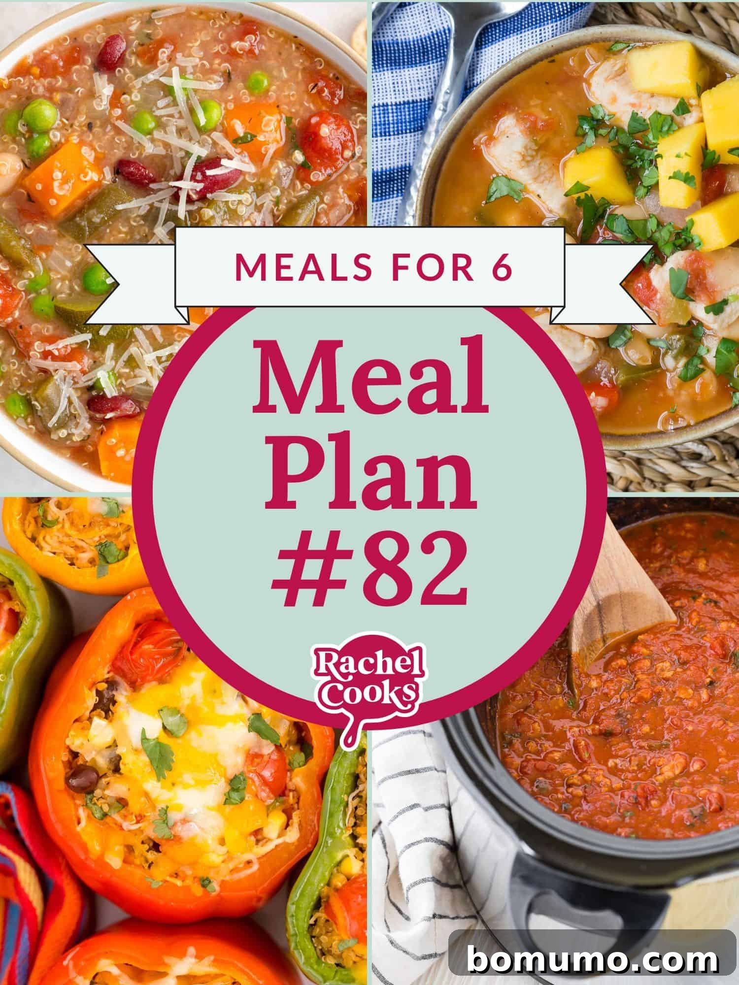 Meal plan 82 preview graphic with text and photos of recipes included, featuring a variety of wholesome dishes designed for weekly meals.