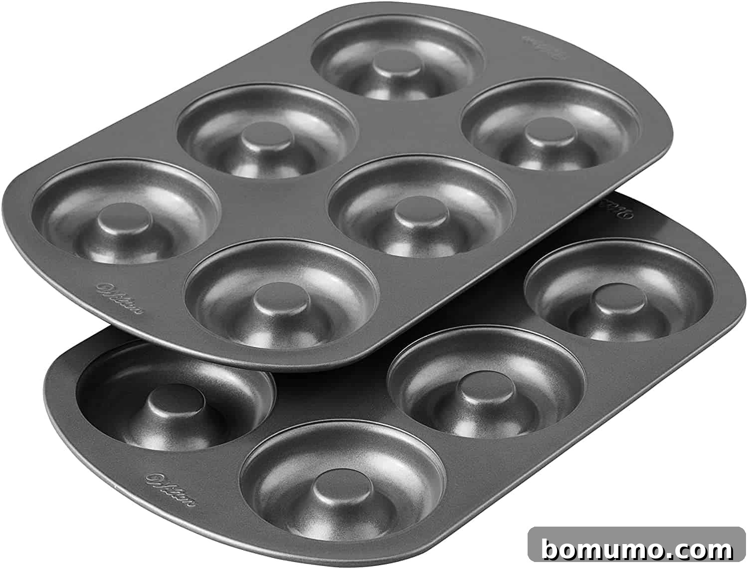 A donut pan sitting on a white background.