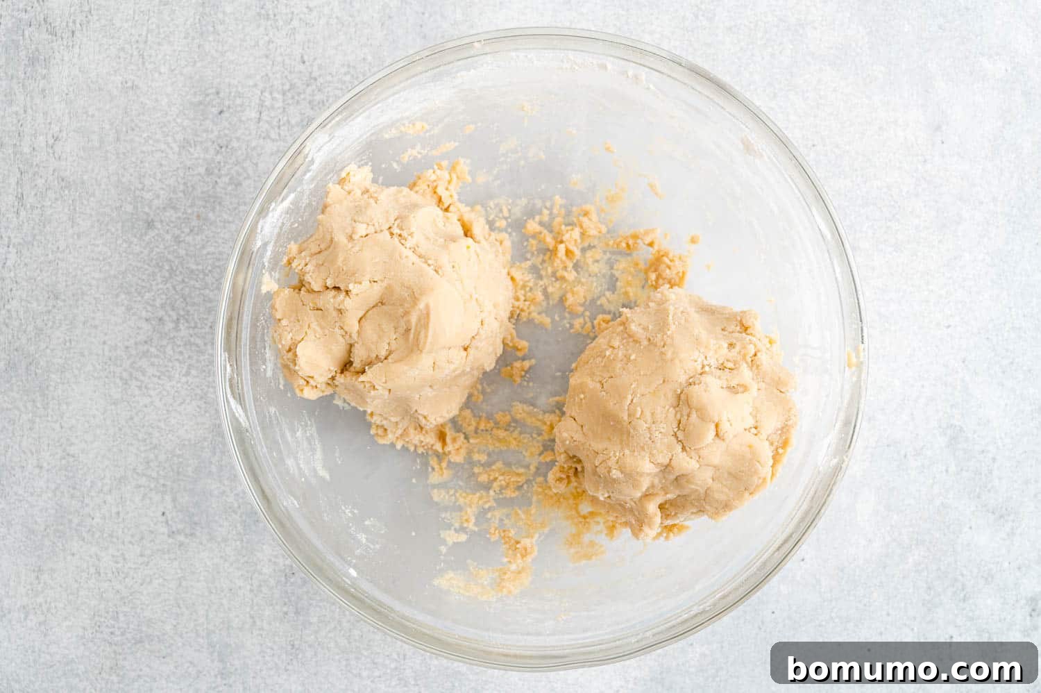 Dough divided in half.