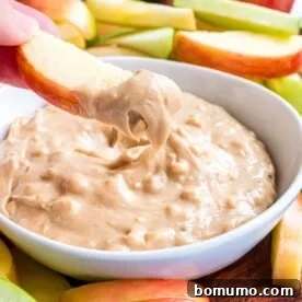 Apple dip on an apple.