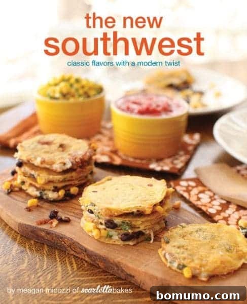 Savory Corn Fritters 2 The cover of 'The New Southwest' cookbook by Meagan Micozzi, featuring vibrant Southwestern imagery.