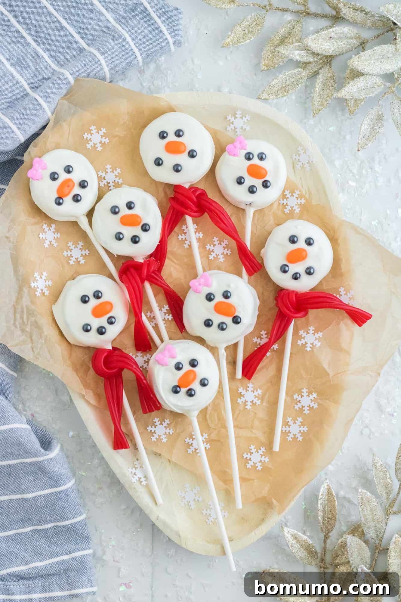 Platter of Oreo snowmen pops.