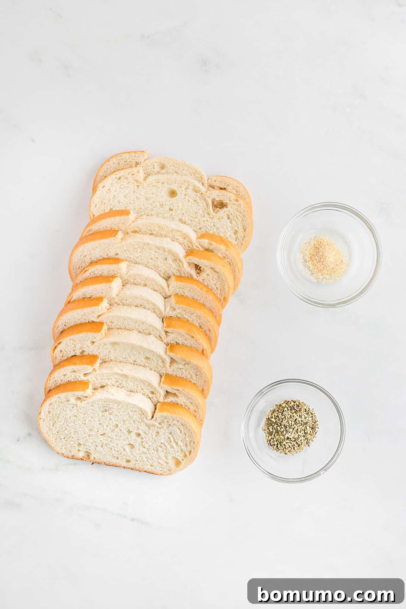 Ingredients needed including sliced bread.