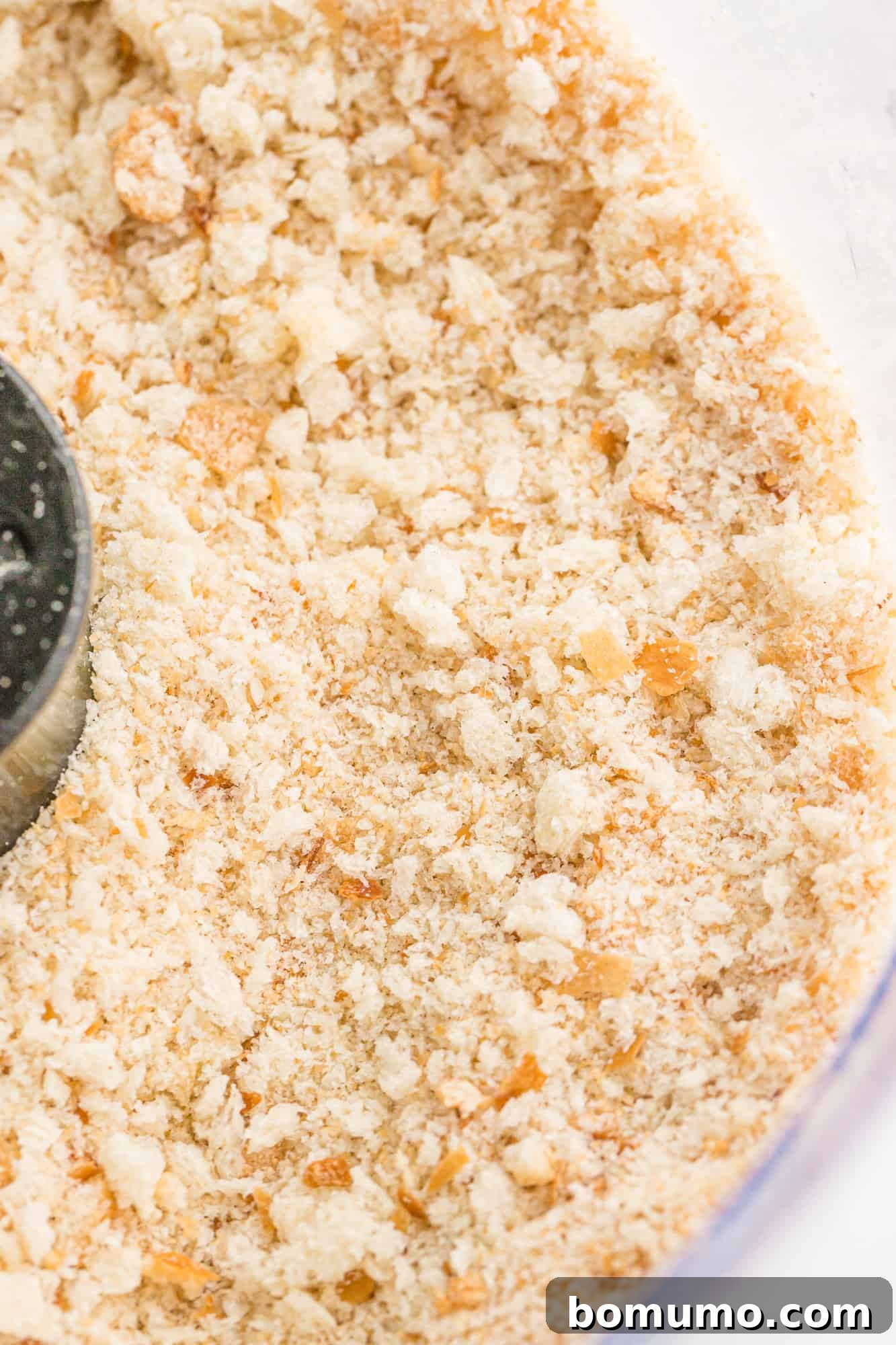 Bread crumbs in a food processor.