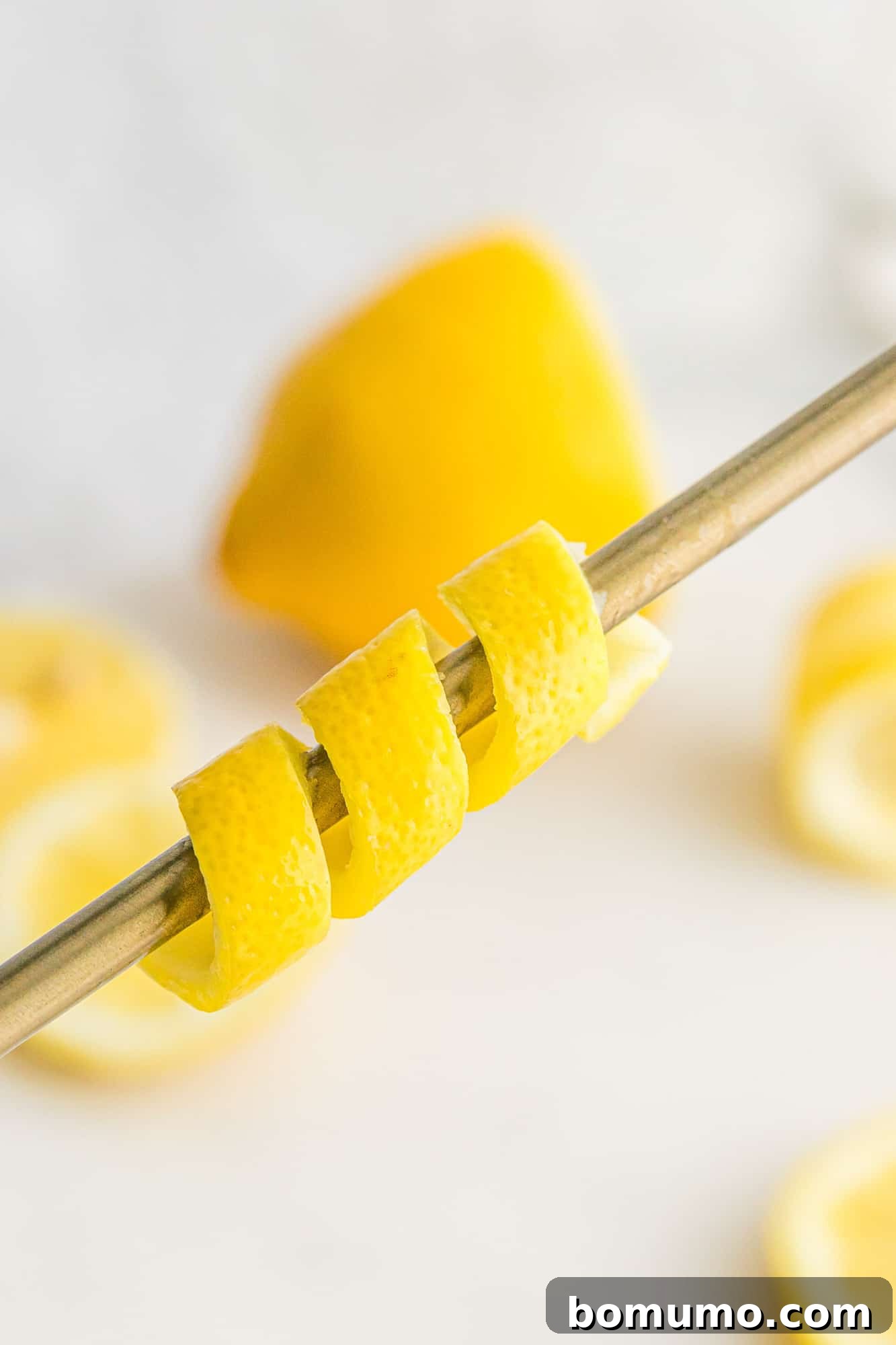 Lemon curl on a straw.