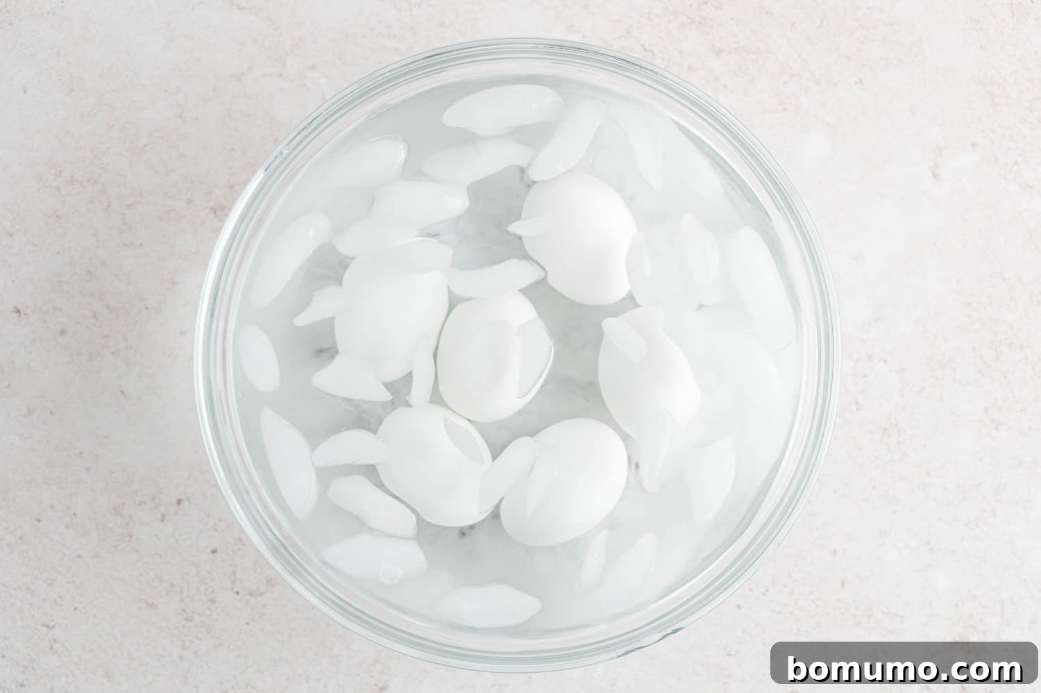 Eggs in an ice bath.