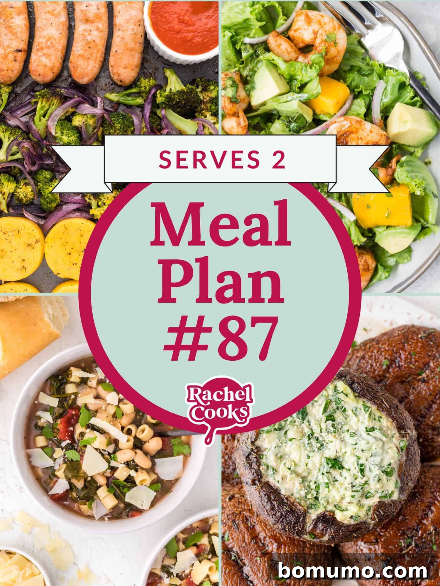 A preview image for Meal Plan 87, showcasing photographs of various delicious recipes included in the plan.