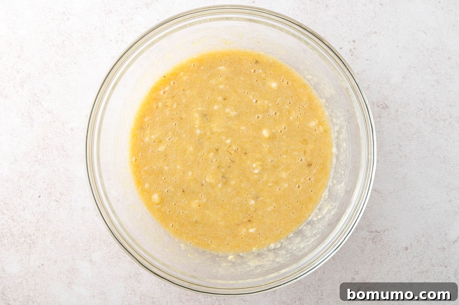 Wet ingredients mixed together.