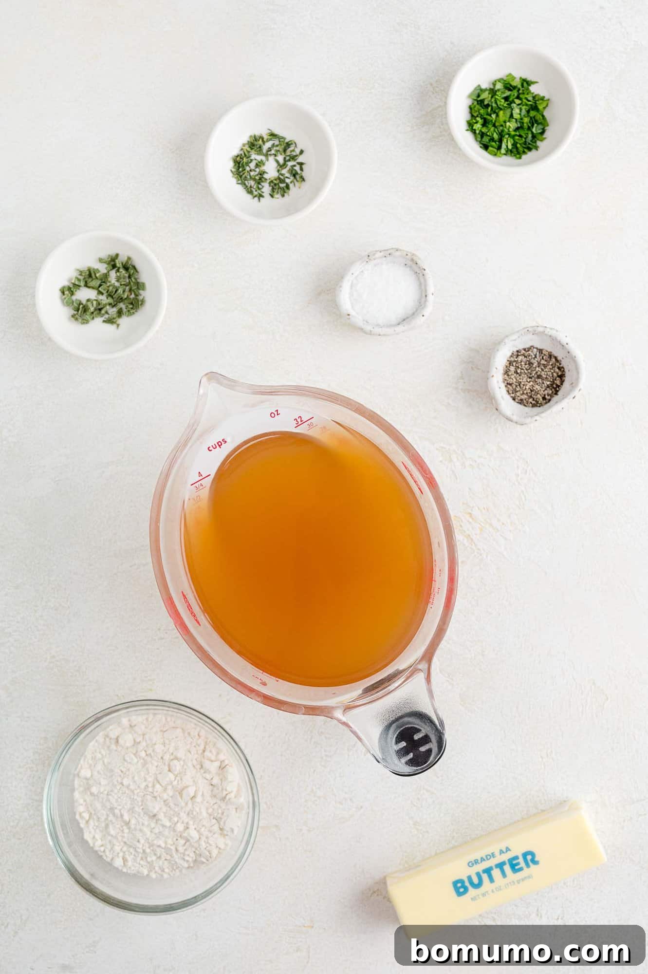 Ingredients needed including turkey stock and butter.