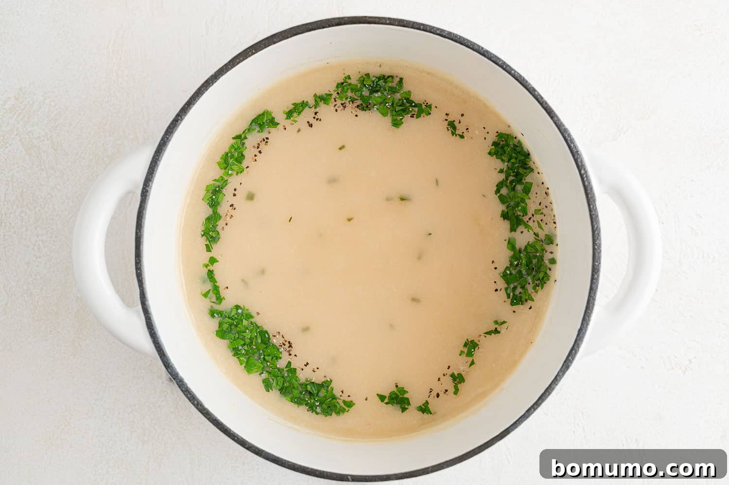 Parsley added to gravy.