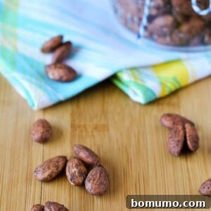 Almonds on a wooden surface.