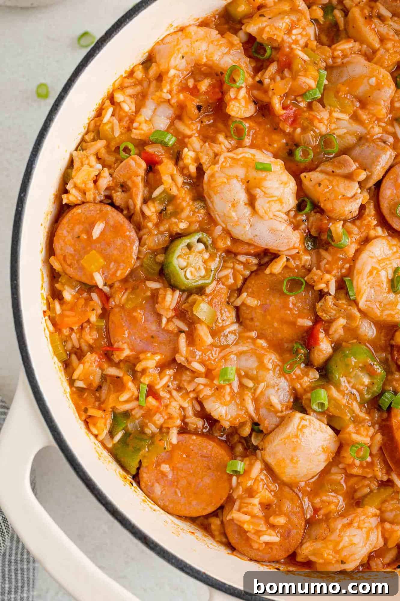 Jambalaya in a dutch oven.