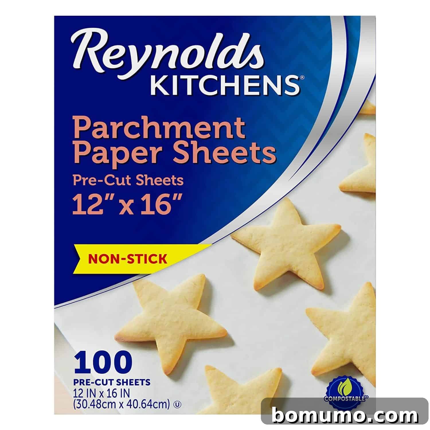 A product image of parchment paper sheets, highlighting their convenience for baking.