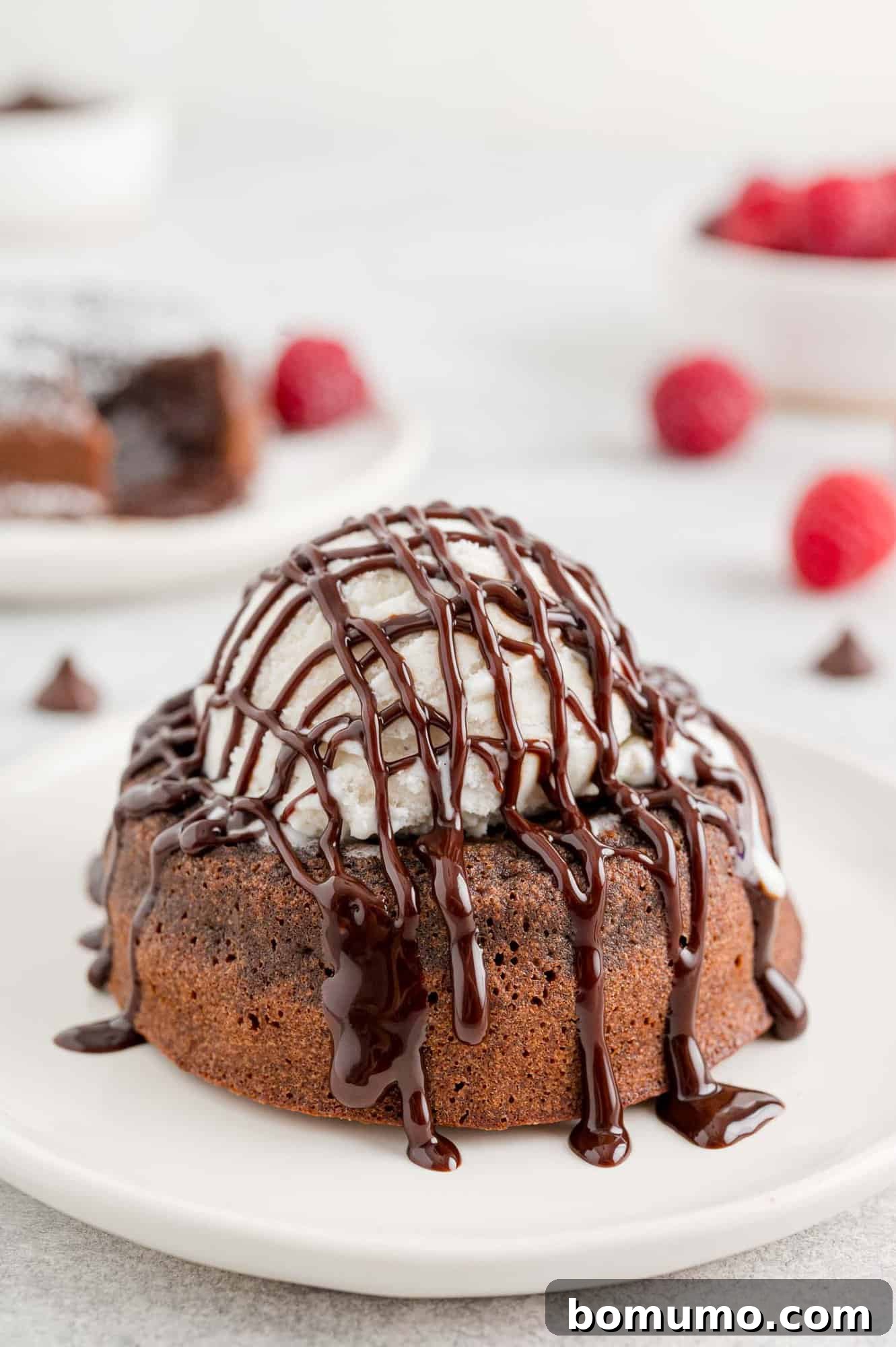 Lava cake with ice cream.