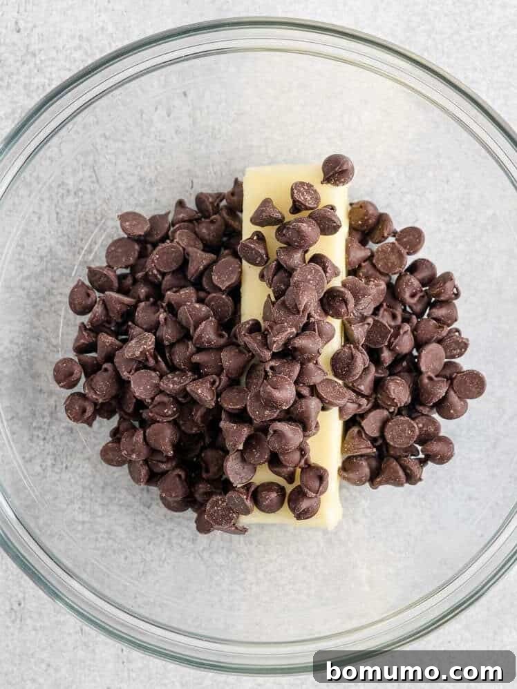 Chocolate and butter, not yet melted.