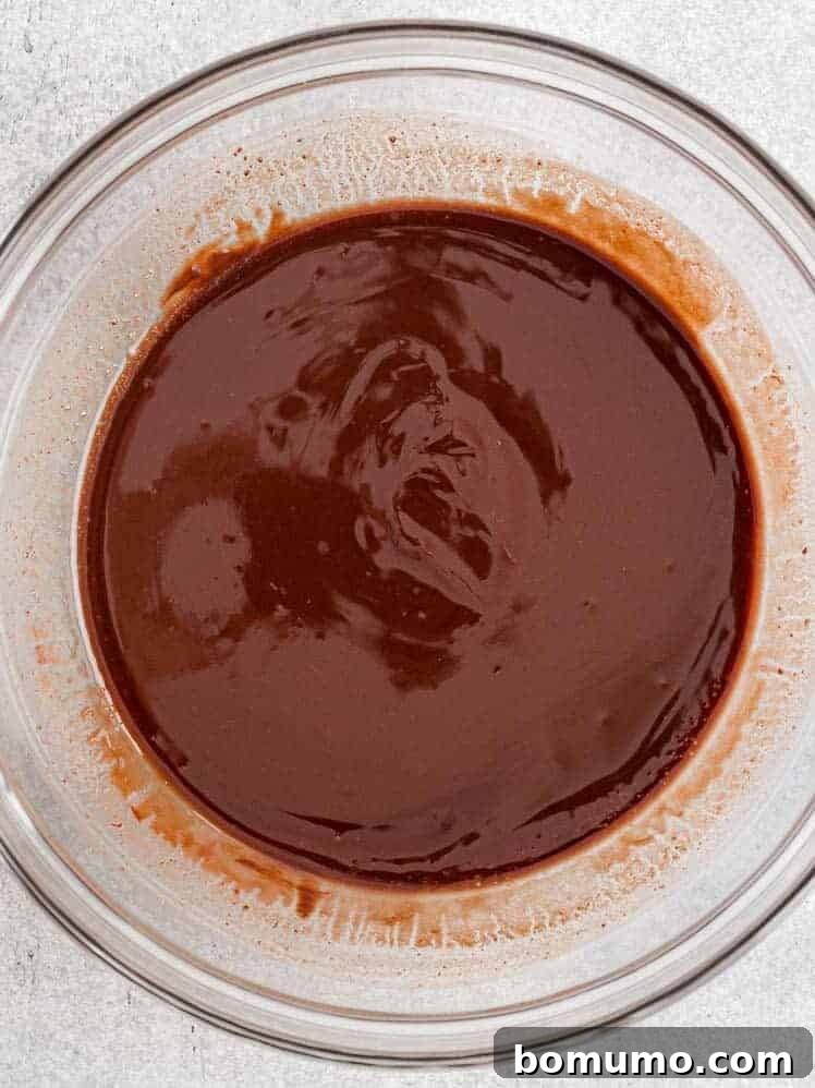 Melted chocolate and butter.