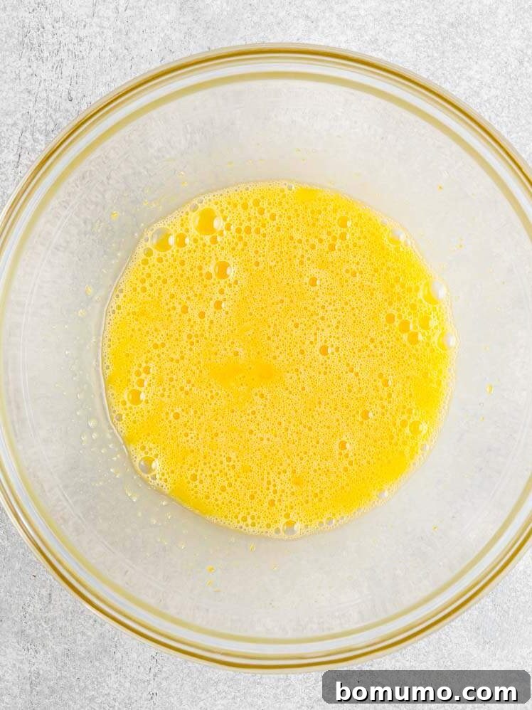 Eggs and sugar, whisked.