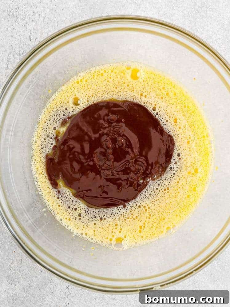 Chocolate being added.