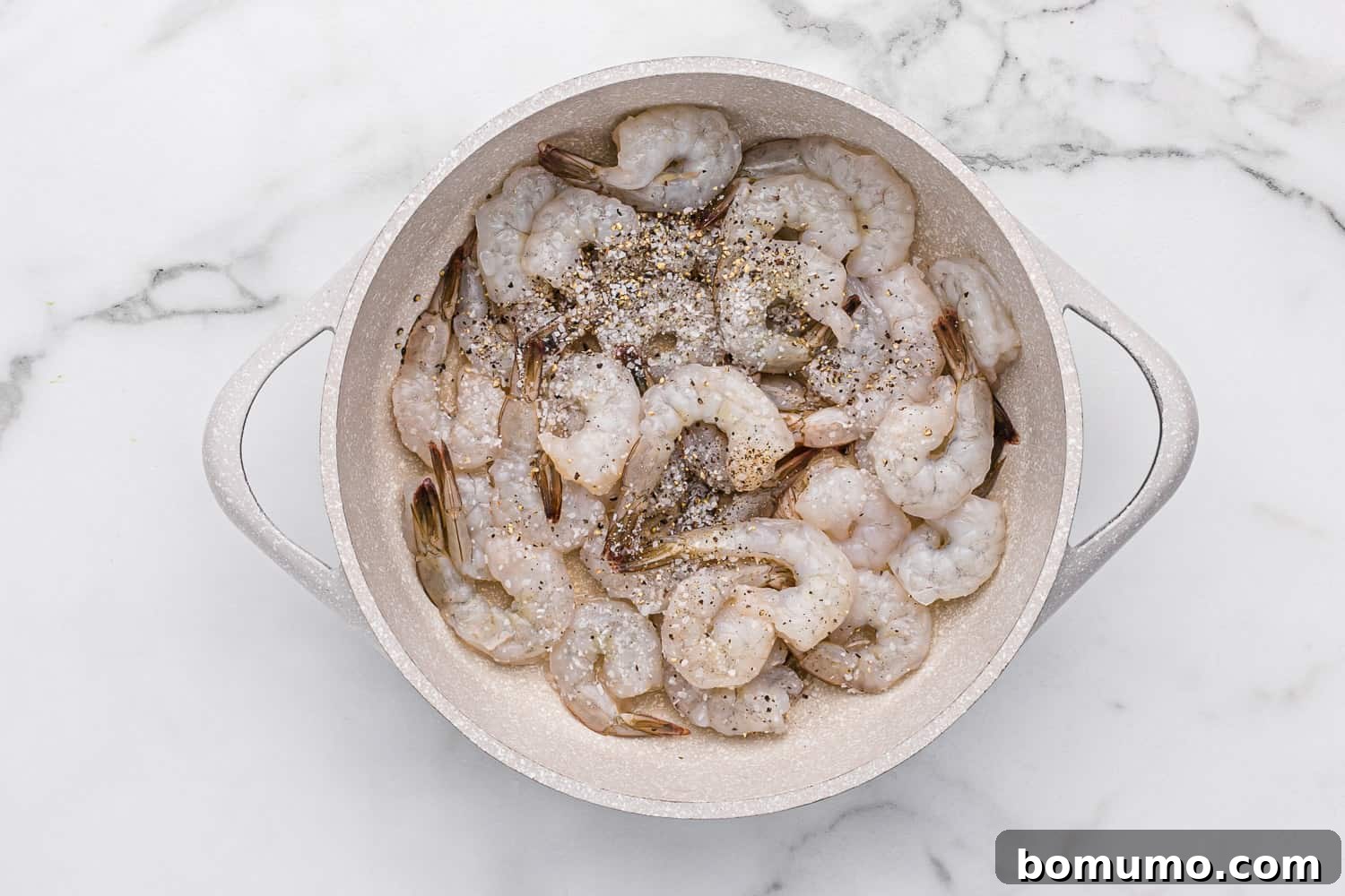 Perfectly thawed shrimp, ready for cooking.