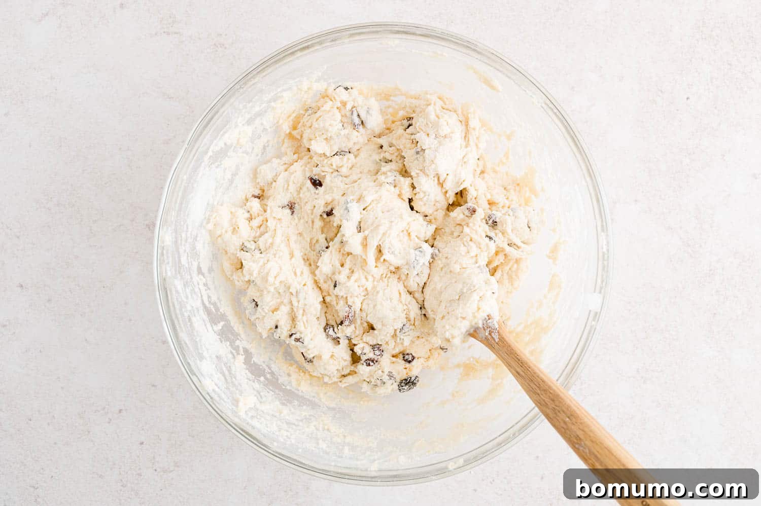 Dough mixture combined and ready for shaping.
