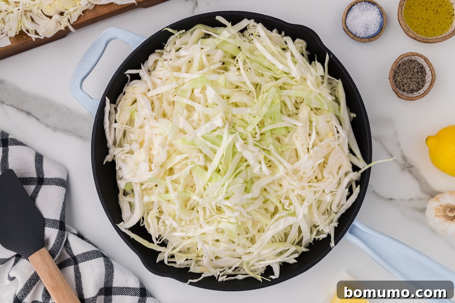 Sautéed Cabbage Reimagined 6 Uncooked cabbage in pan.