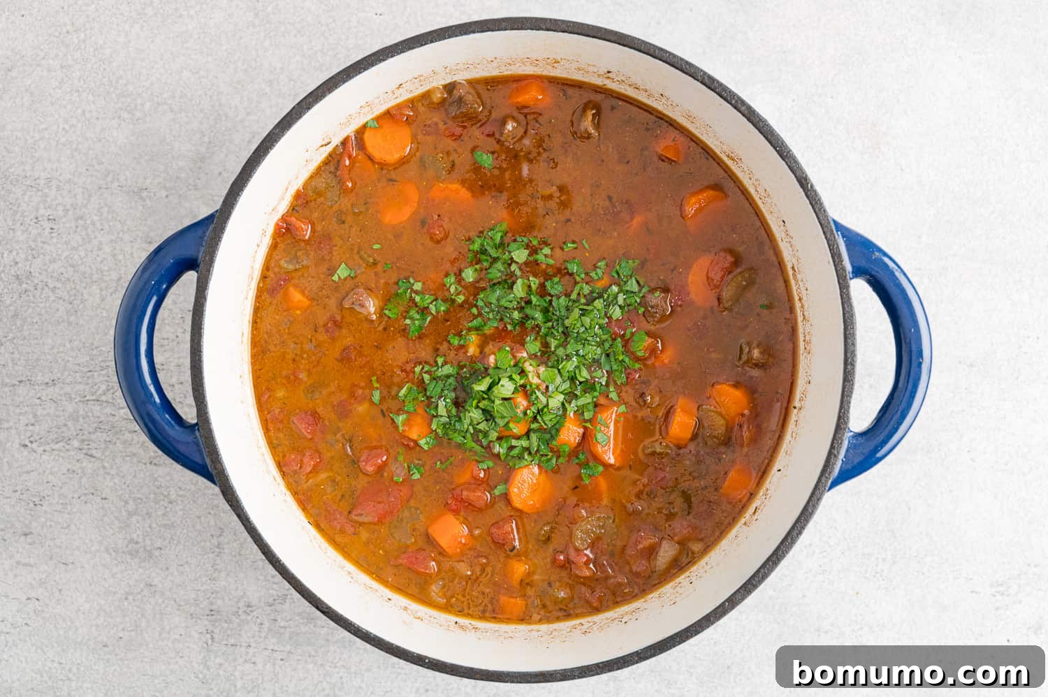 Parsley added to soup.
