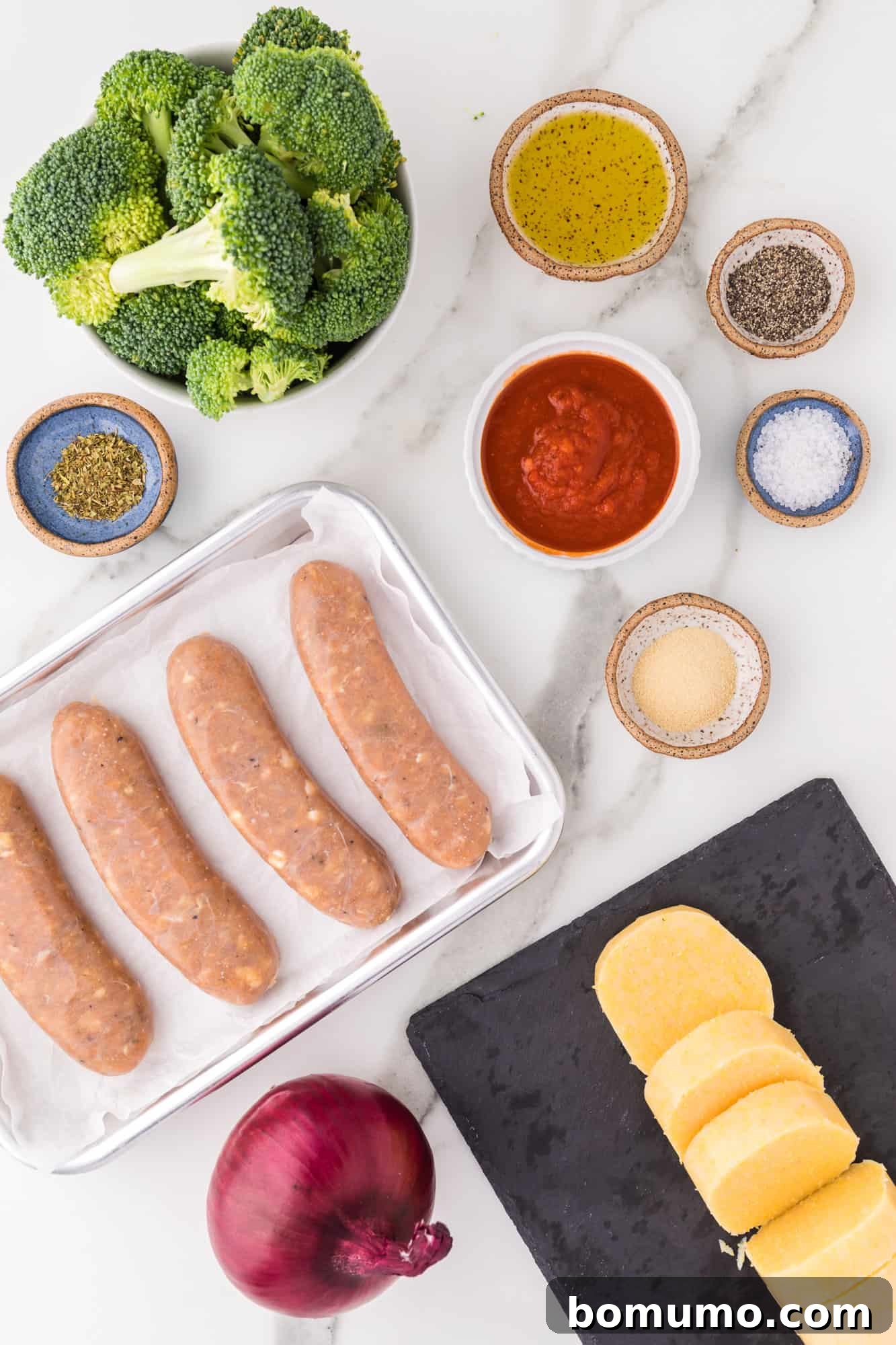 Ingredients needed for sheet pan recipe.